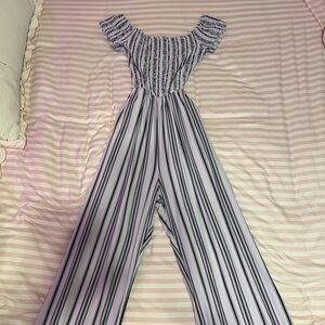 Justify Black and White Striped Wide Leg Jumpsuit
